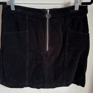 Twik Organic Cotton Black Corduroy Mini Skirt with Front Zip